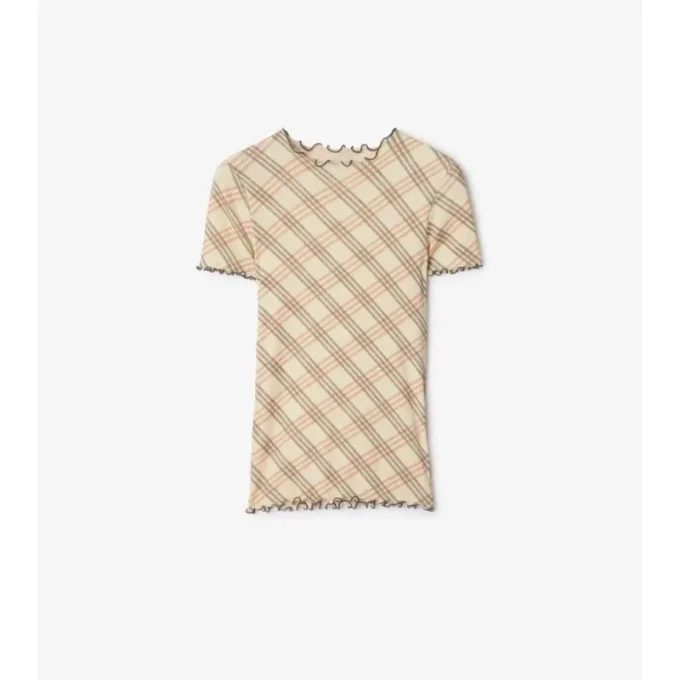 Check Stretch Cotton T-Shirt