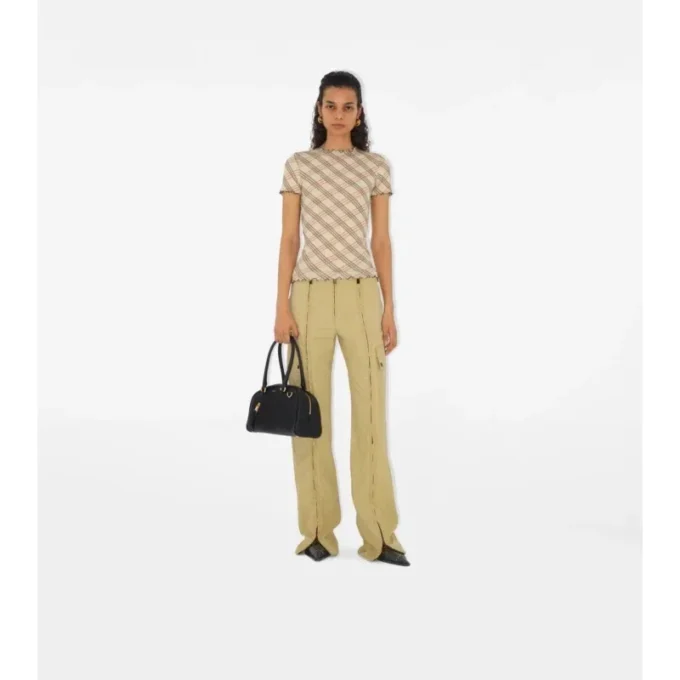 Check Stretch Cotton T-Shirt