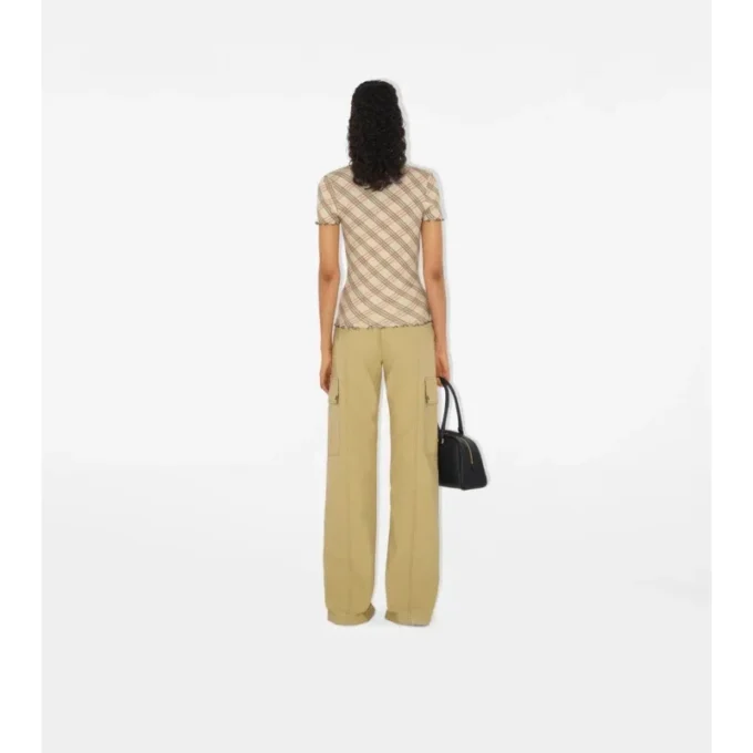 Check Stretch Cotton T-Shirt