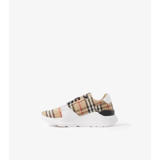Check, Suede and Leather Sneakers