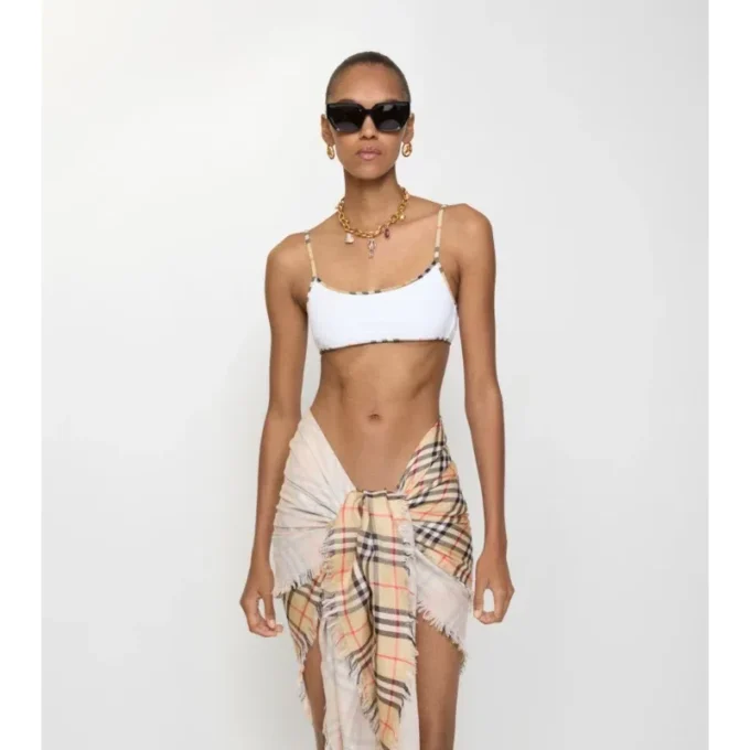 Check Trim Bikini Top