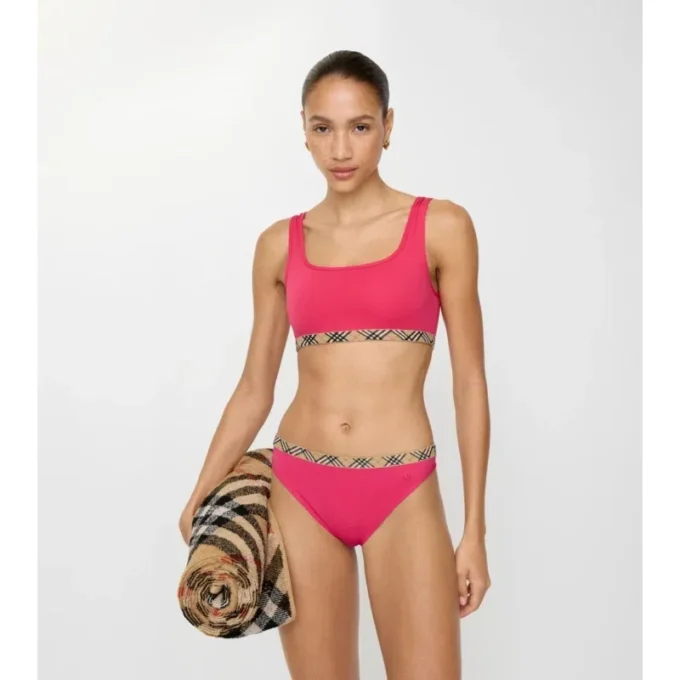 Check Trim Bikini Top