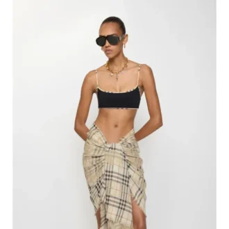 Check Trim Bikini Top