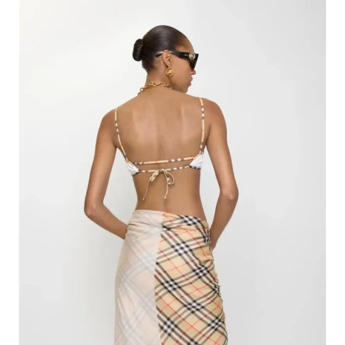Check Trim Bikini Top