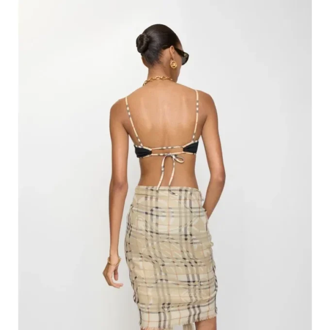 Check Trim Bikini Top