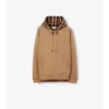 Check Trim Cotton Blend Hoodie