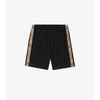 Check Trim Cotton Blend Shorts