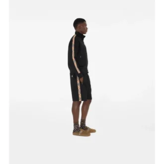 Check Trim Cotton Blend Shorts