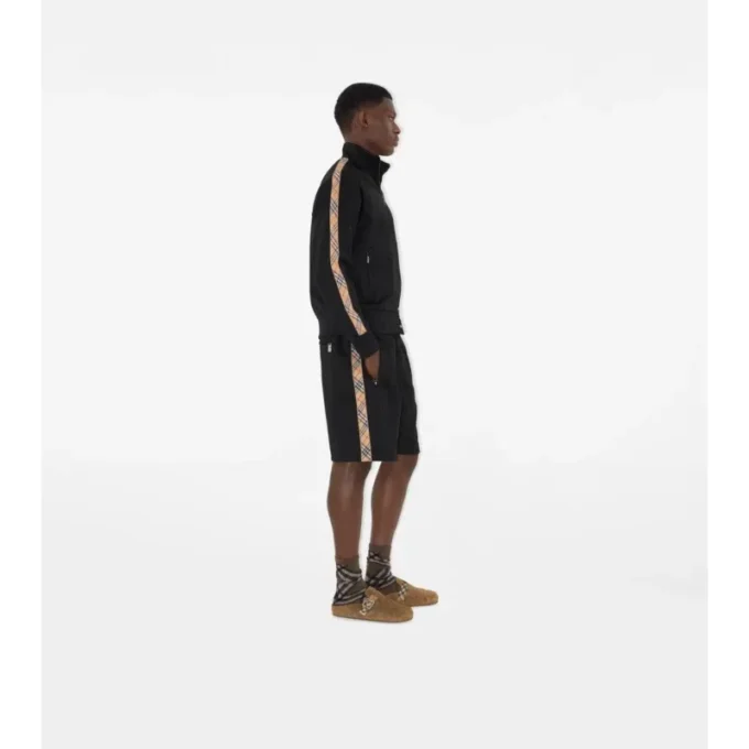 Check Trim Cotton Blend Shorts