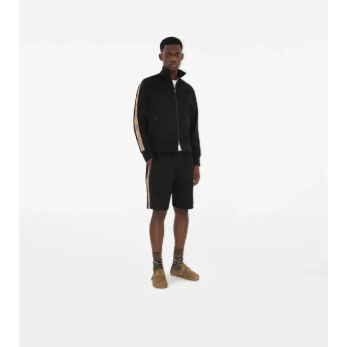 Check Trim Cotton Blend Shorts