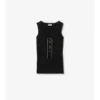 Check Trim Cotton Blend Tank Top