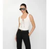 Check Trim Cotton Blend Tank Top