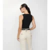 Check Trim Cotton Blend Tank Top