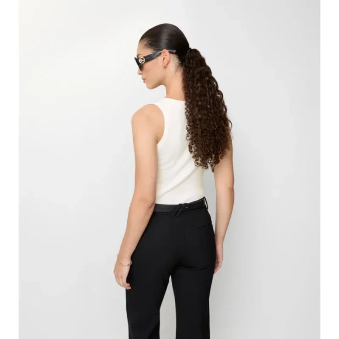 Check Trim Cotton Blend Tank Top