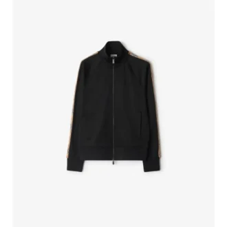 Check Trim Cotton Blend Track Jacket