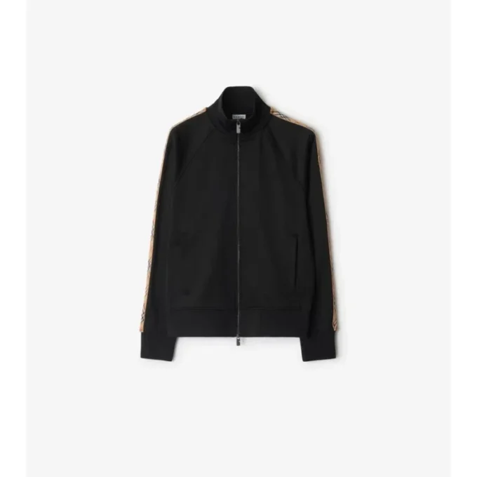 Check Trim Cotton Blend Track Jacket