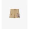 Check Trim Cotton Cargo Shorts