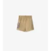 Check Trim Cotton Cargo Shorts