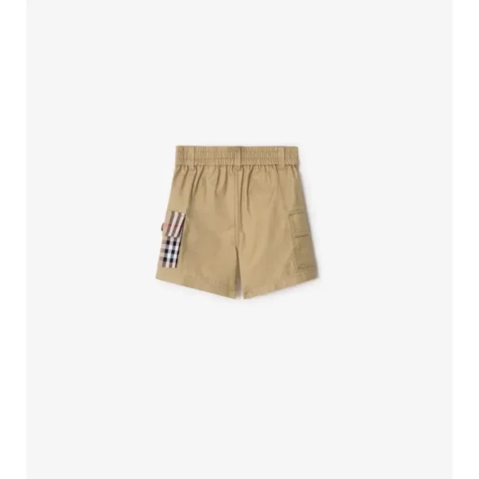 Check Trim Cotton Cargo Shorts