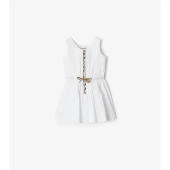 Check Trim Cotton Dress
