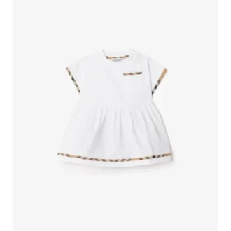 Check Trim Cotton Dress with Bloomers