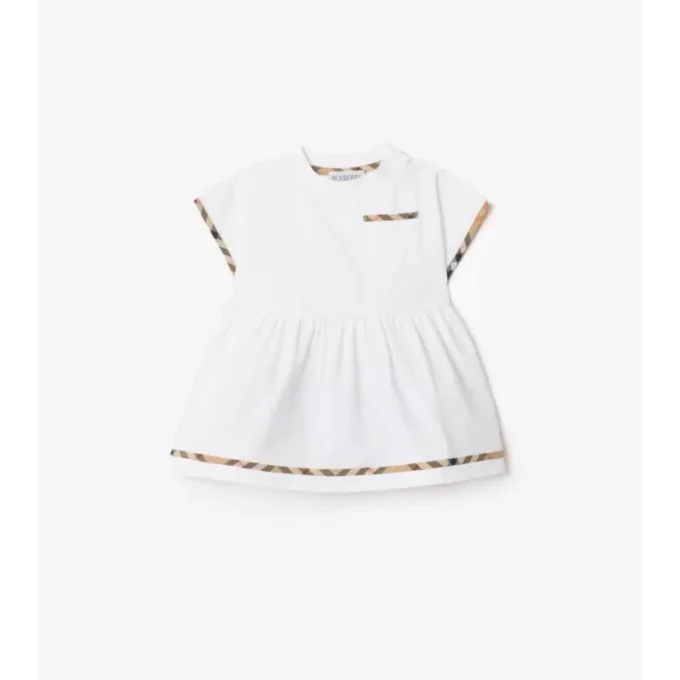 Check Trim Cotton Dress with Bloomers