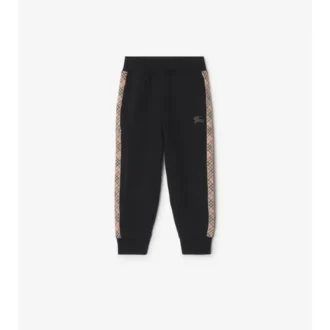 Check Trim Cotton Jogging Pants