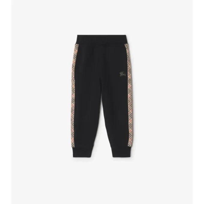 Check Trim Cotton Jogging Pants