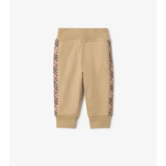 Check Trim Cotton Jogging Pants