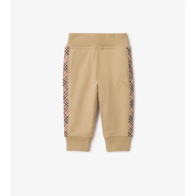 Check Trim Cotton Jogging Pants