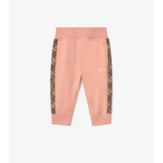 Check Trim Cotton Jogging Pants