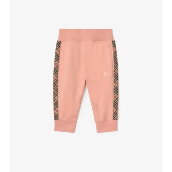 Check Trim Cotton Jogging Pants