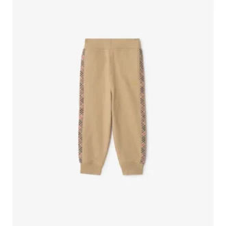 Check Trim Cotton Jogging Pants