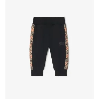 Check Trim Cotton Jogging Pants