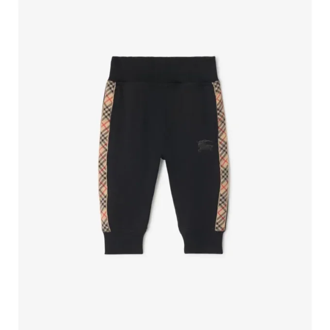 Check Trim Cotton Jogging Pants