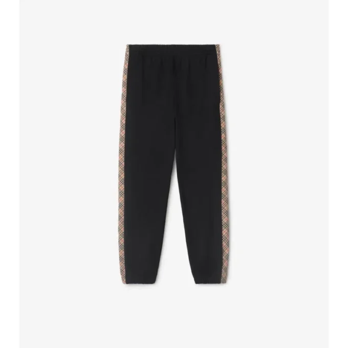 Check Trim Cotton Jogging Pants