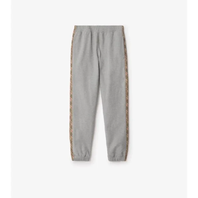 Check Trim Cotton Jogging Pants