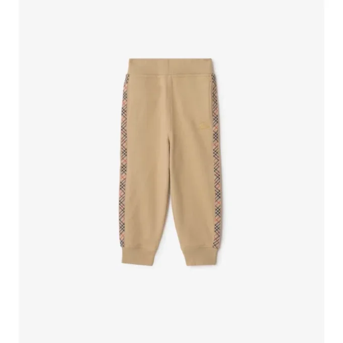 Check Trim Cotton Jogging Pants