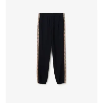 Check Trim Cotton Jogging Pants