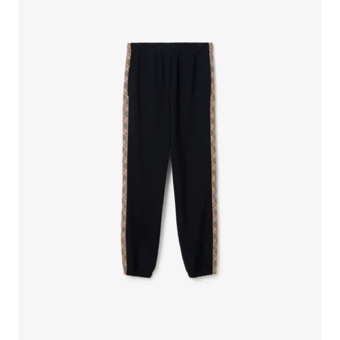 Check Trim Cotton Jogging Pants