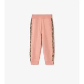 Check Trim Cotton Jogging Pants