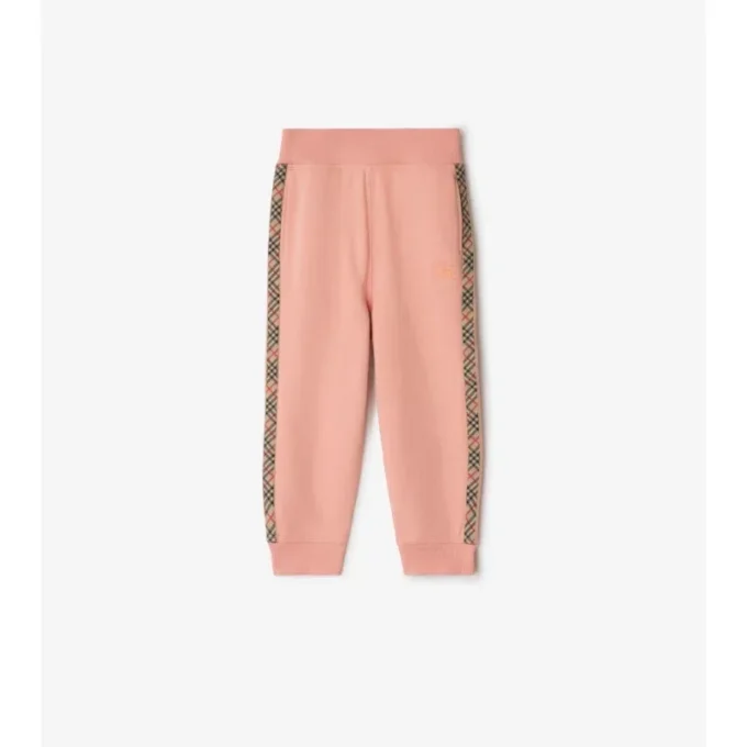 Check Trim Cotton Jogging Pants