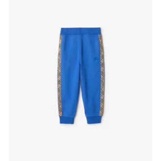 Check Trim Cotton Jogging Pants