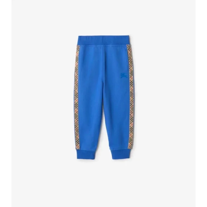 Check Trim Cotton Jogging Pants