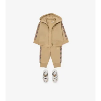 Check Trim Cotton Jogging Pants