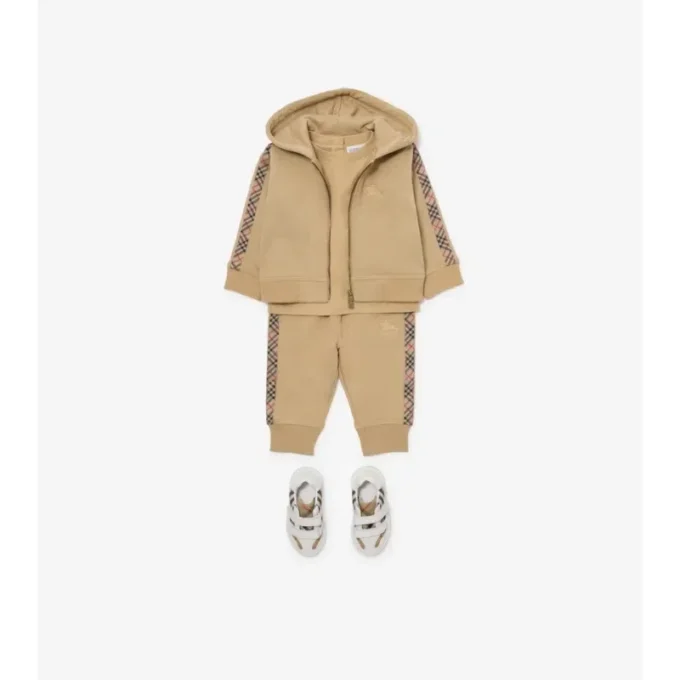 Check Trim Cotton Jogging Pants