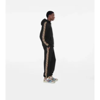 Check Trim Cotton Jogging Pants