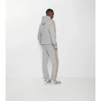 Check Trim Cotton Jogging Pants