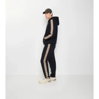 Check Trim Cotton Jogging Pants