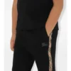 Check Trim Cotton Jogging Pants